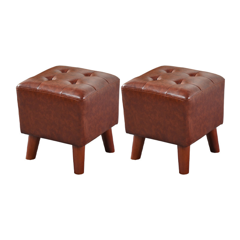 Dark Brown Leather Standard Square Stain Resistant Indoor Standard