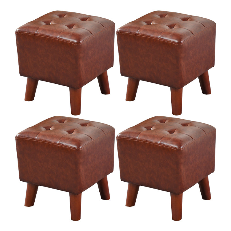 Dark Brown Leather Standard Square Stain Resistant Indoor Standard