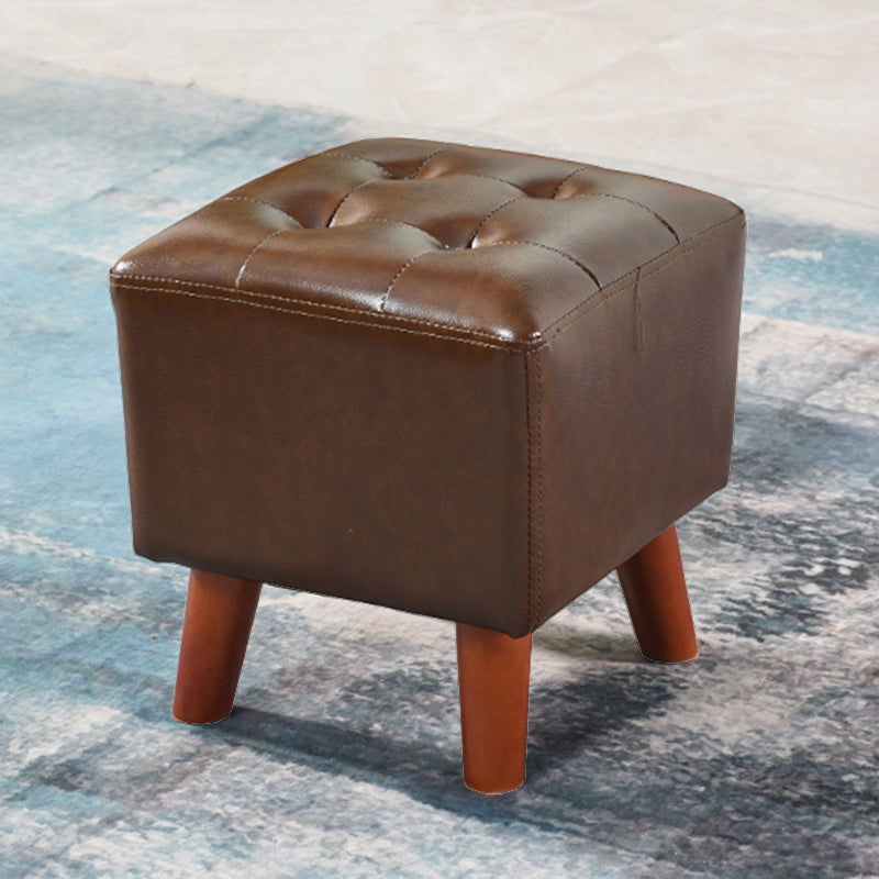 Dark Brown Leather Standard Square Stain Resistant Indoor Standard