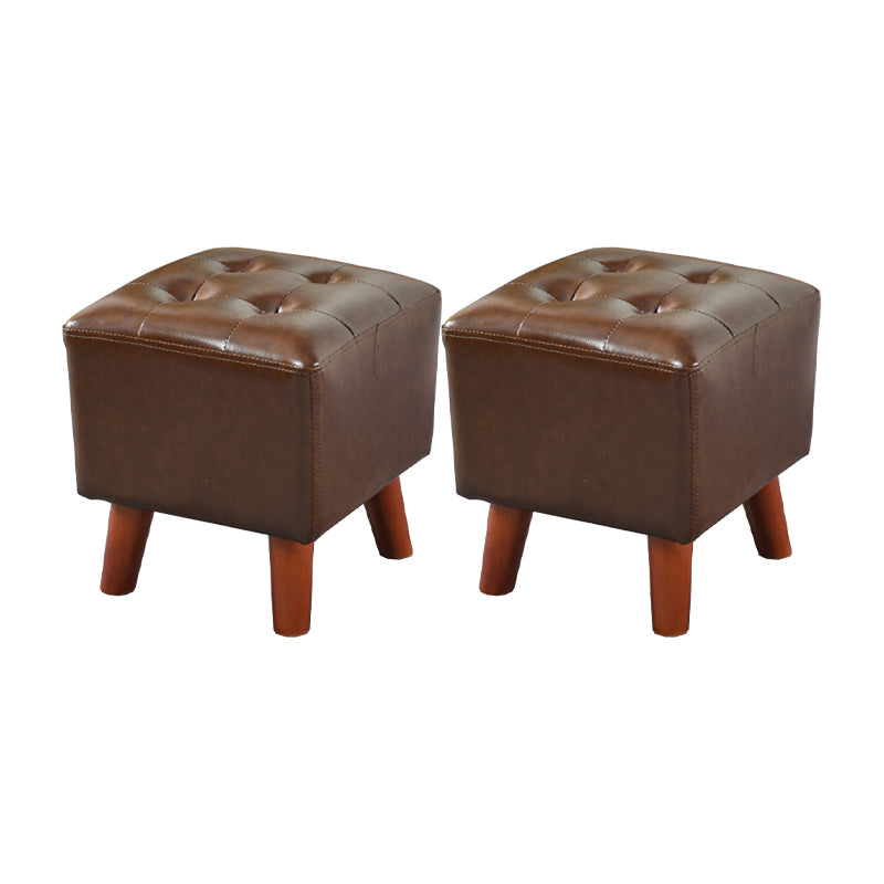 Dark Brown Leather Standard Square Stain Resistant Indoor Standard