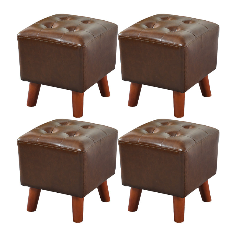 Dark Brown Leather Standard Square Stain Resistant Indoor Standard