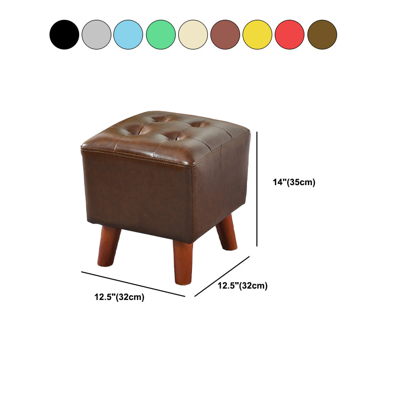 Dark Brown Leather Standard Square Stain Resistant Indoor Standard