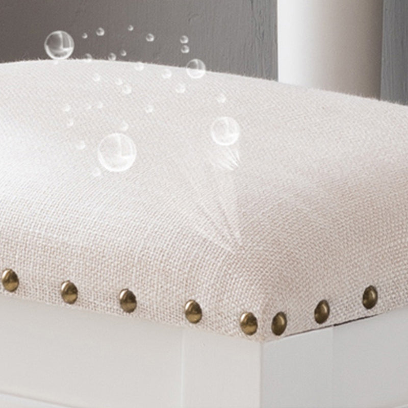 French Country Ottoman Rectangle Standard with Nailhead Trim Faux Leather Solid Ottoman