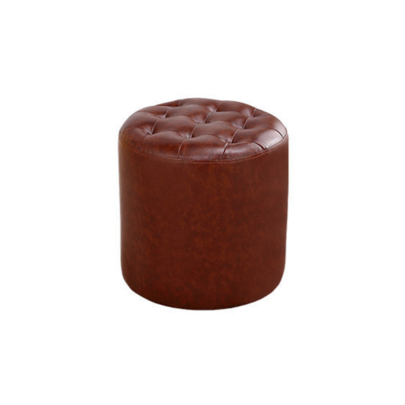 Modern Dark Brown Cube Solid Color Square Leather for Living Room