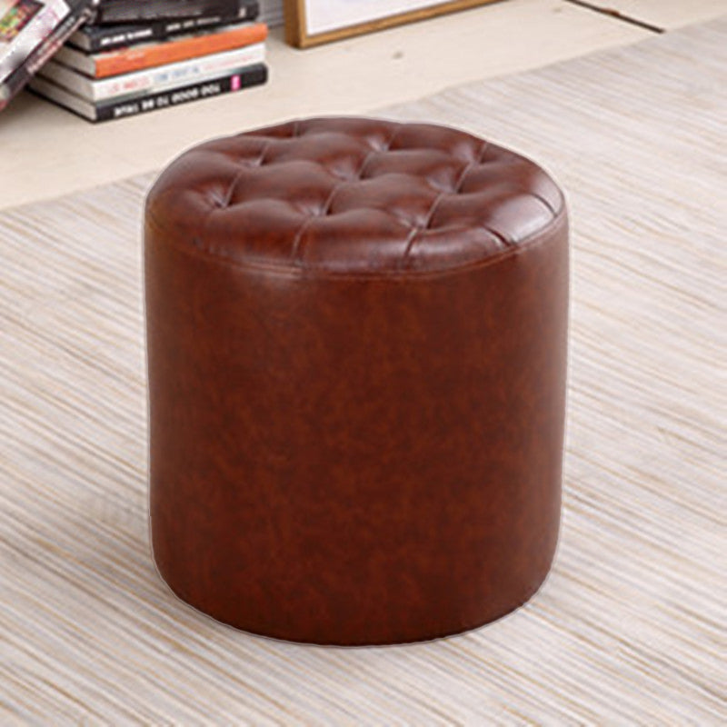 Modern Dark Brown Cube Solid Color Square Leather for Living Room