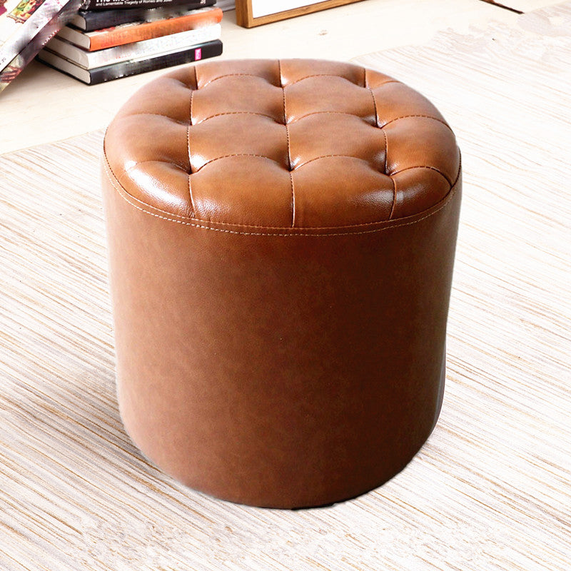 Modern Dark Brown Cube Solid Color Square Leather for Living Room