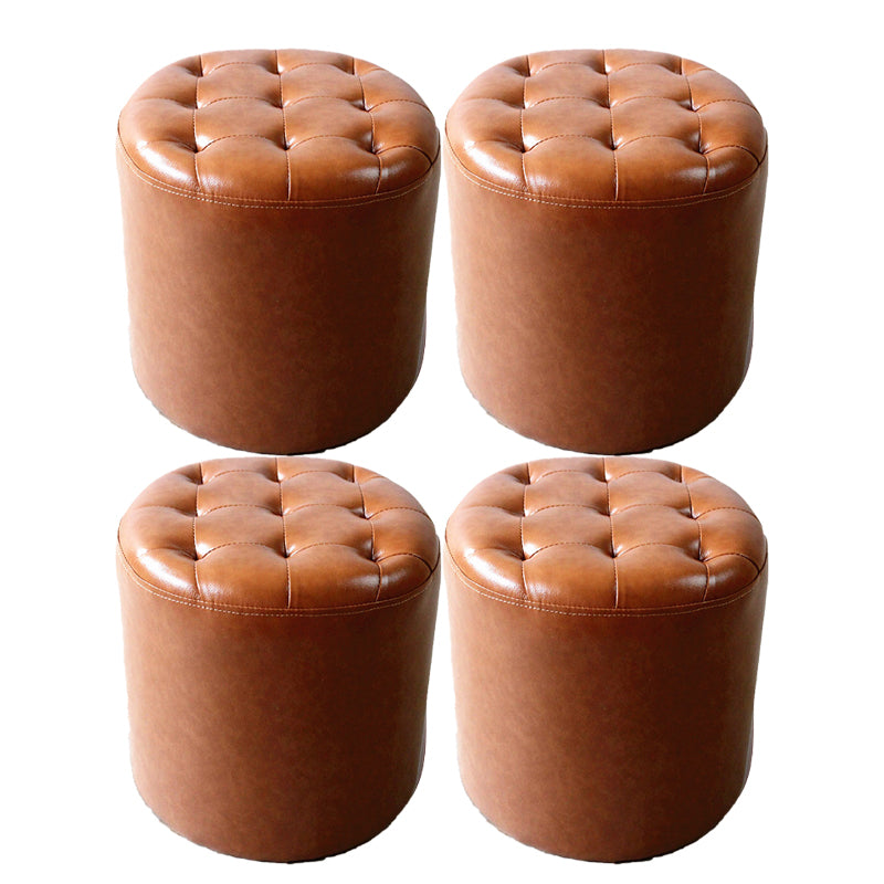 Modern Dark Brown Cube Solid Color Square Leather for Living Room