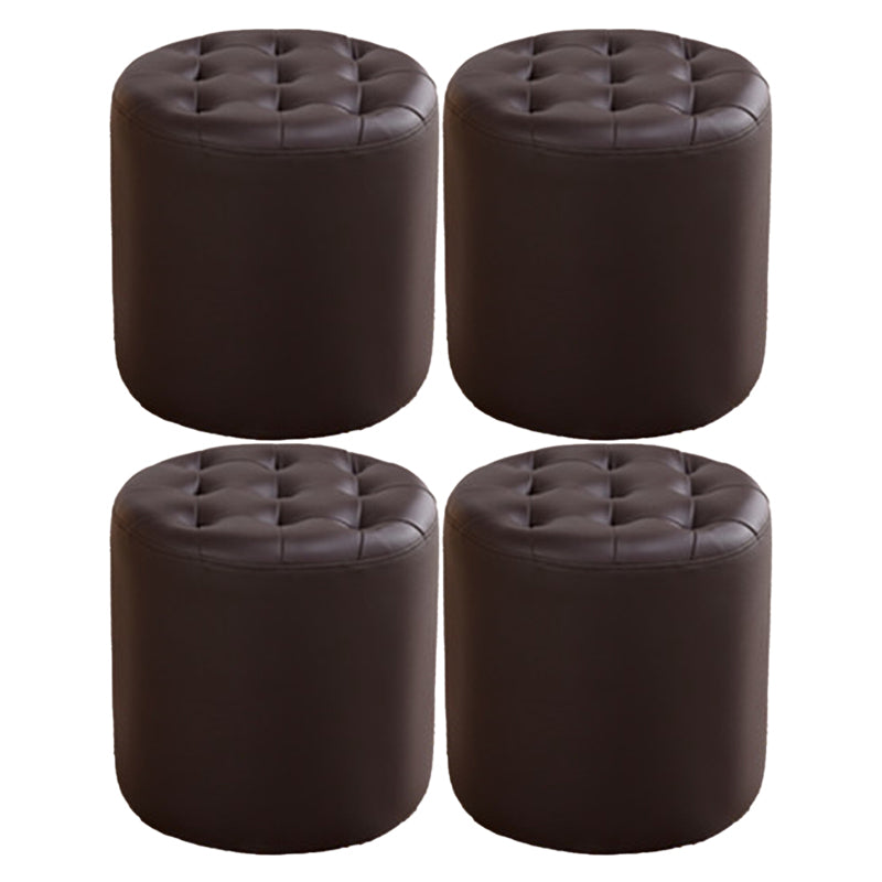 Modern Dark Brown Cube Solid Color Square Leather for Living Room
