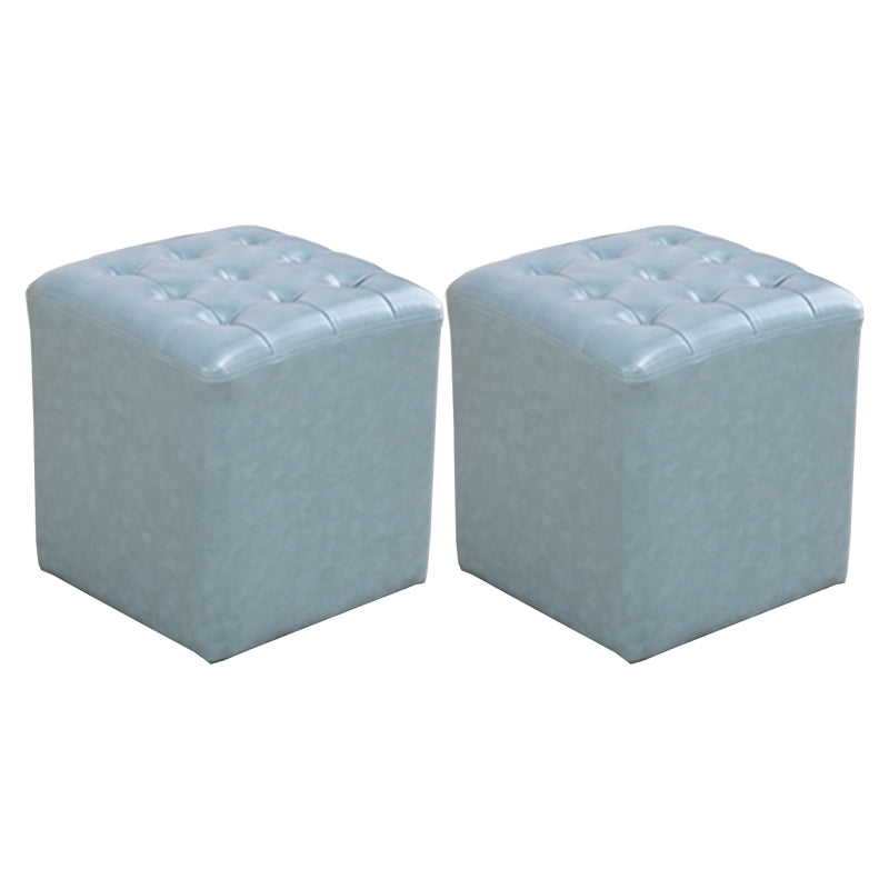 Modern Dark Brown Cube Solid Color Square Leather for Living Room