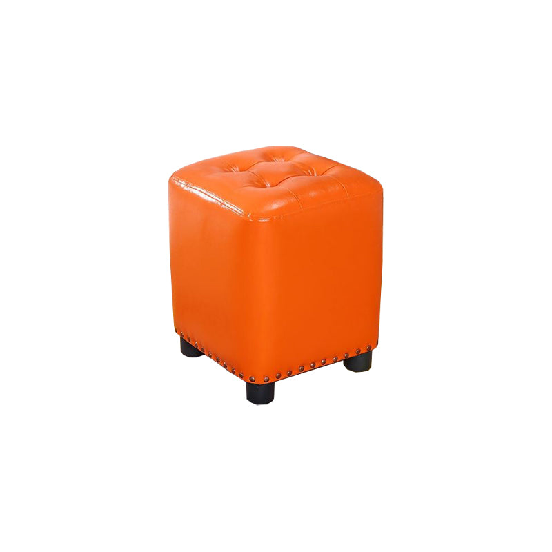 Trendy Leather Ottoman Plain Square Leather Foot Indoor Stool Ottoman