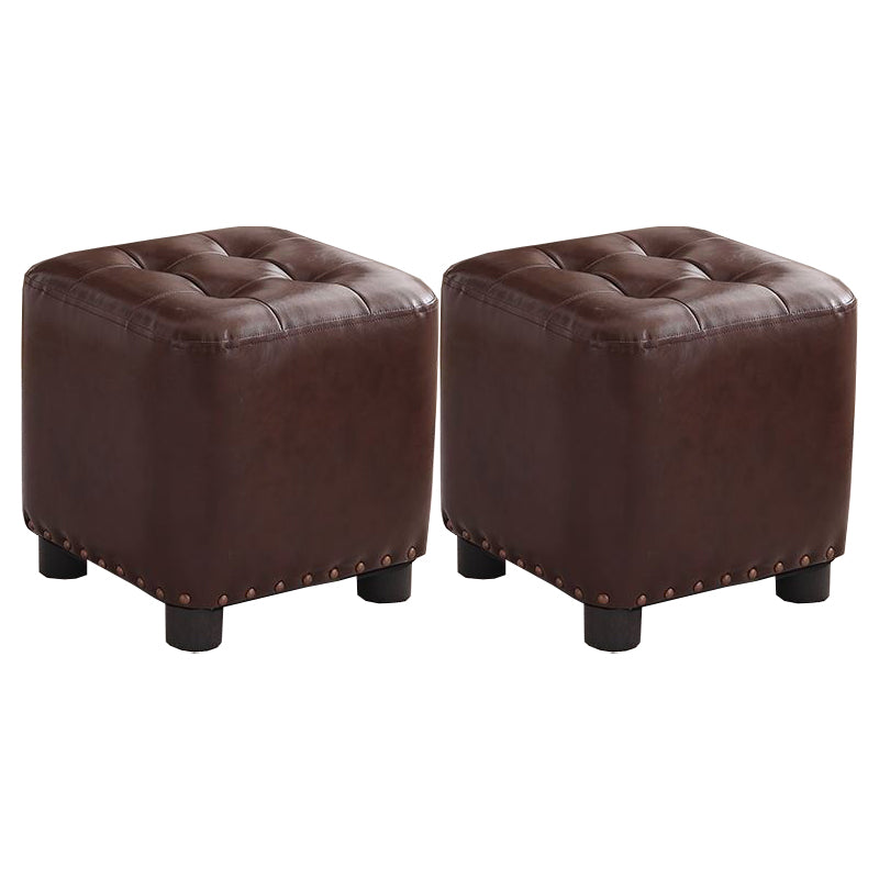 Trendy Leather Ottoman Plain Square Leather Foot Indoor Stool Ottoman
