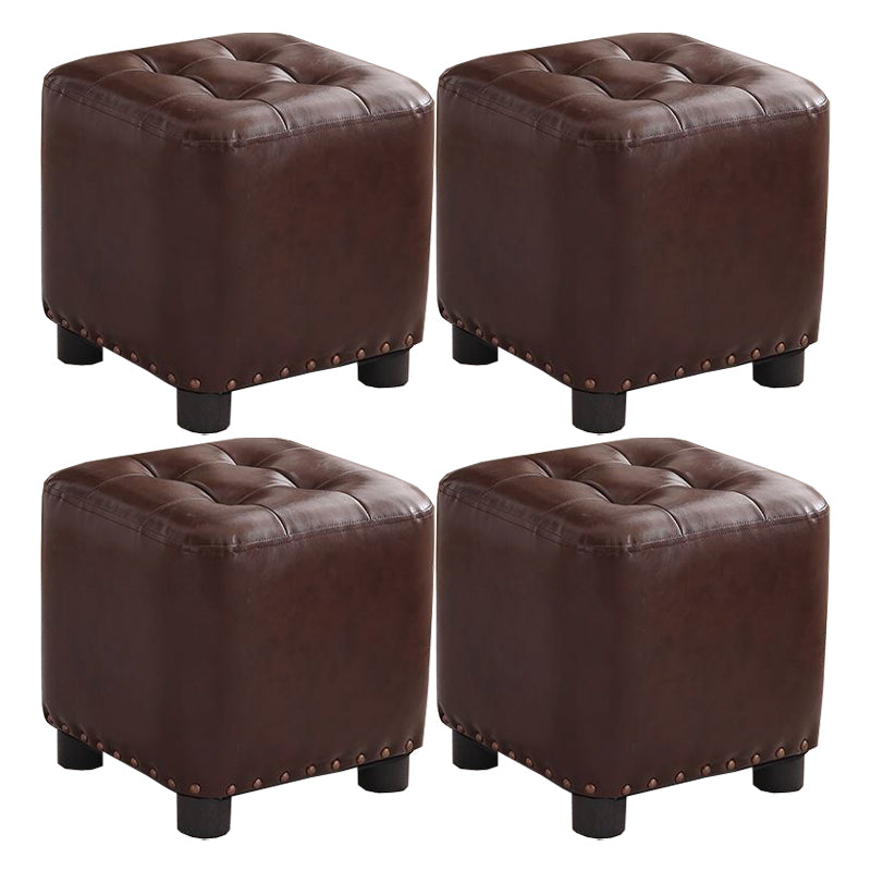 Trendy Leather Ottoman Plain Square Leather Foot Indoor Stool Ottoman