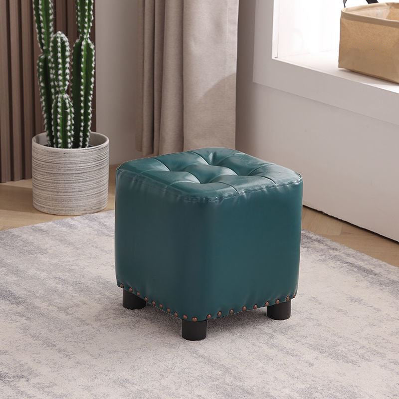 Trendy Leather Ottoman Plain Square Leather Foot Indoor Stool Ottoman