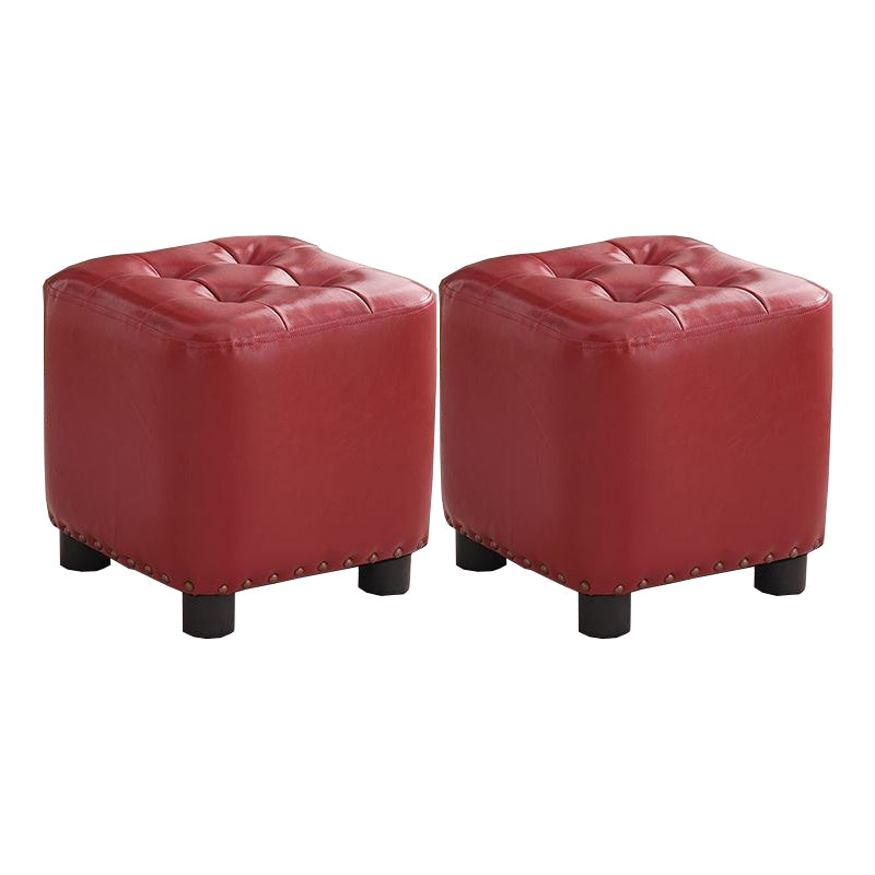 Trendy Leather Ottoman Plain Square Leather Foot Indoor Stool Ottoman