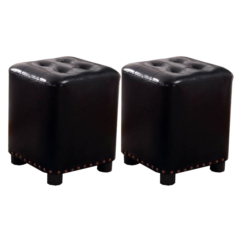 Trendy Leather Ottoman Plain Square Leather Foot Indoor Stool Ottoman