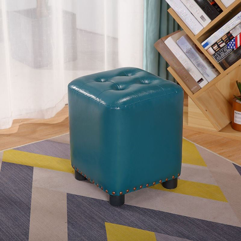 Trendy Leather Ottoman Plain Square Leather Foot Indoor Stool Ottoman