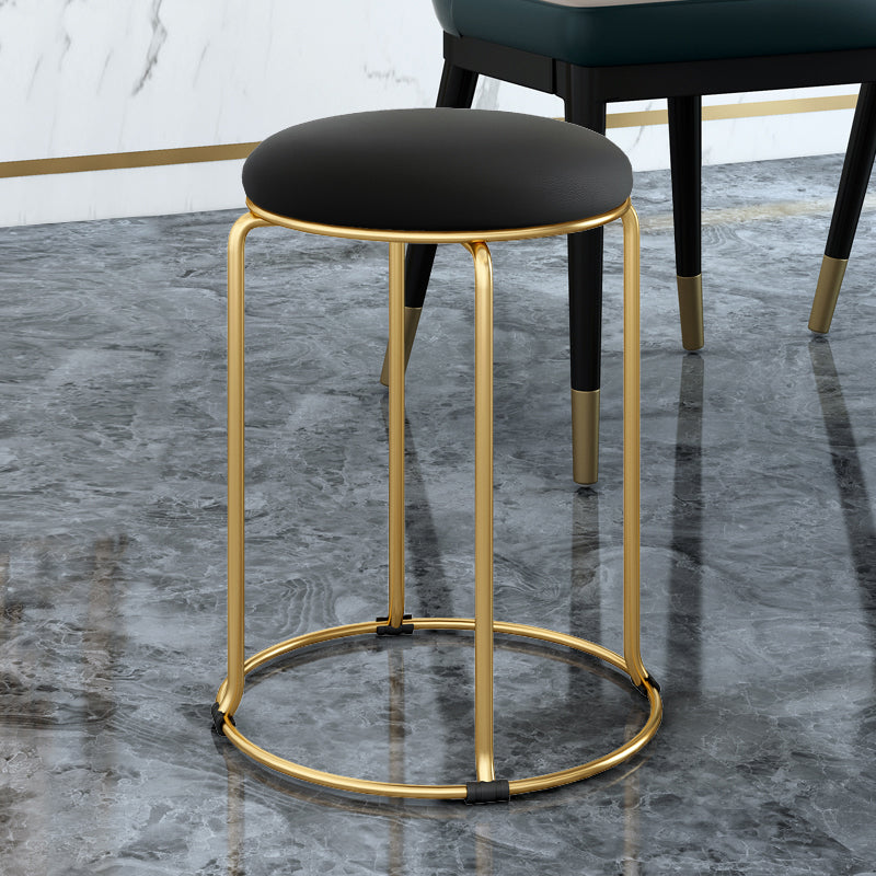 Standard Glam Velvet Ottoman Round Mildew Resistant Plain Ottoman