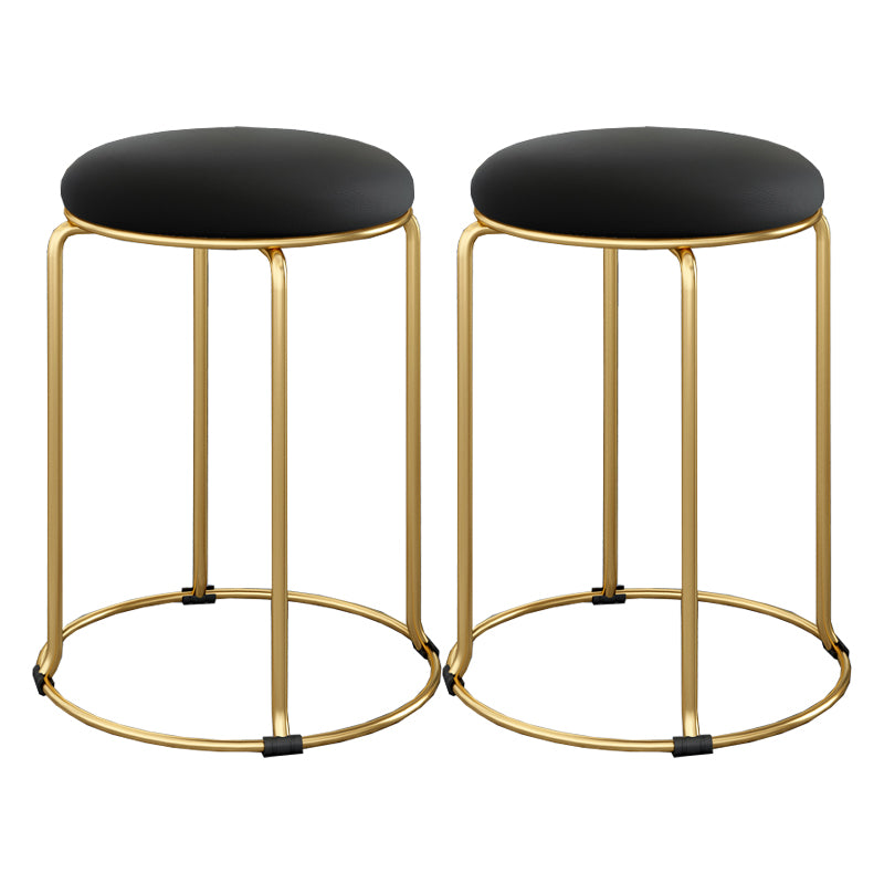 Standard Glam Velvet Ottoman Round Mildew Resistant Plain Ottoman