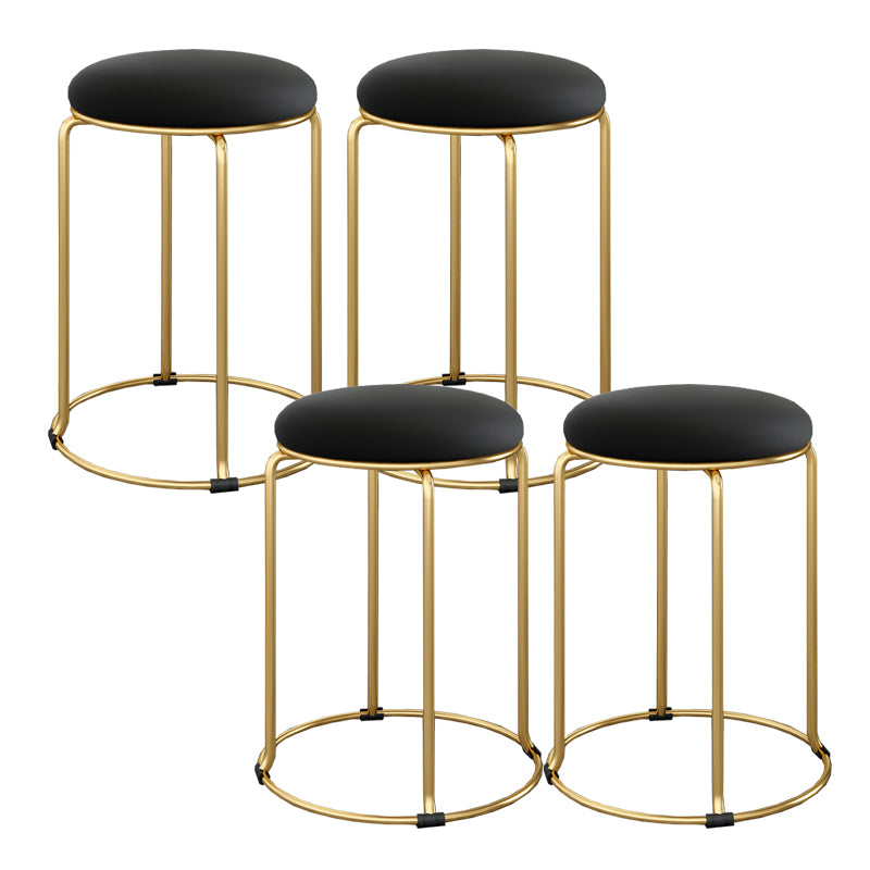 Standard Glam Velvet Ottoman Round Mildew Resistant Plain Ottoman