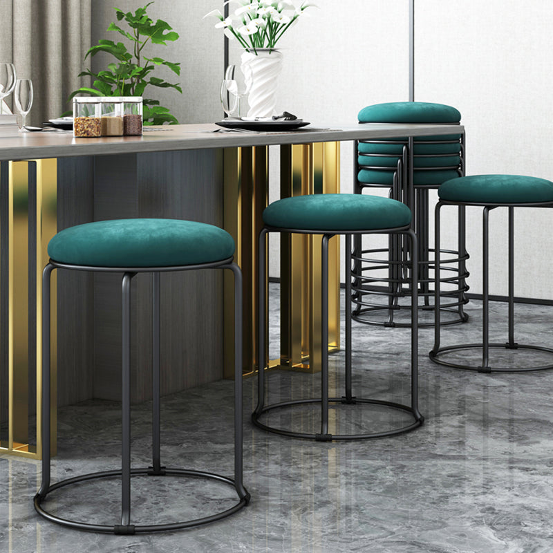 Standard Glam Velvet Ottoman Round Mildew Resistant Plain Ottoman