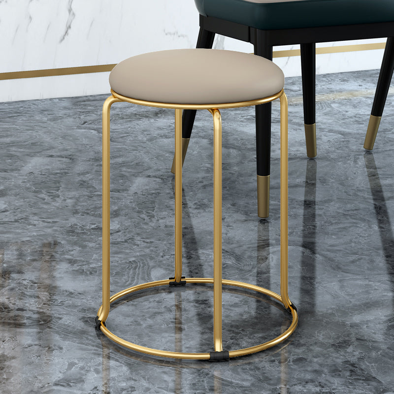 Standard Glam Velvet Ottoman Round Mildew Resistant Plain Ottoman