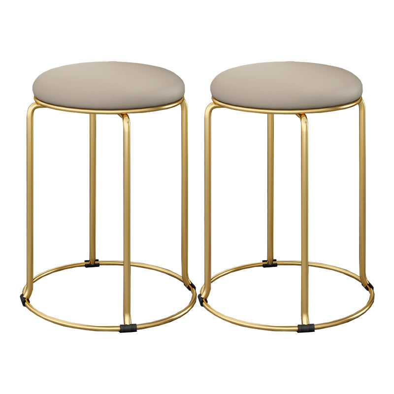 Standard Glam Velvet Ottoman Round Mildew Resistant Plain Ottoman