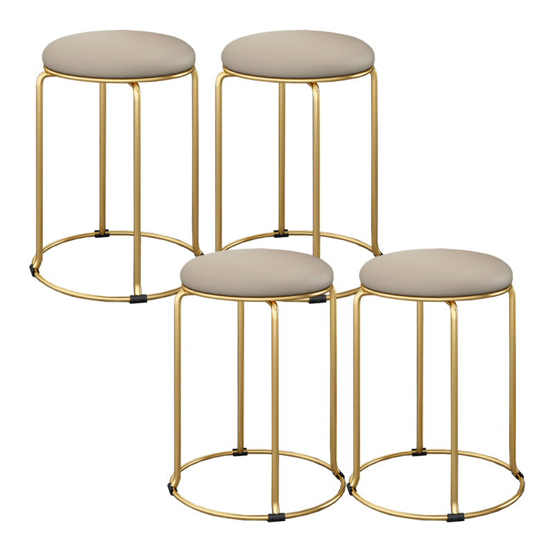 Standard Glam Velvet Ottoman Round Mildew Resistant Plain Ottoman