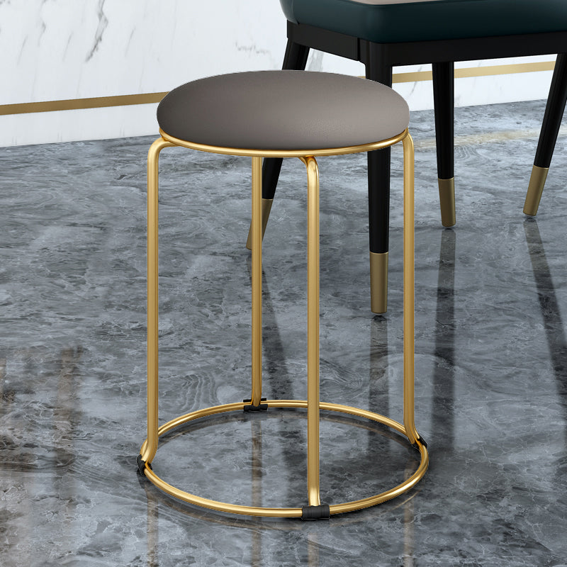 Standard Glam Velvet Ottoman Round Mildew Resistant Plain Ottoman