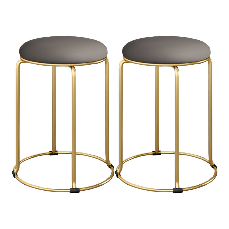 Standard Glam Velvet Ottoman Round Mildew Resistant Plain Ottoman