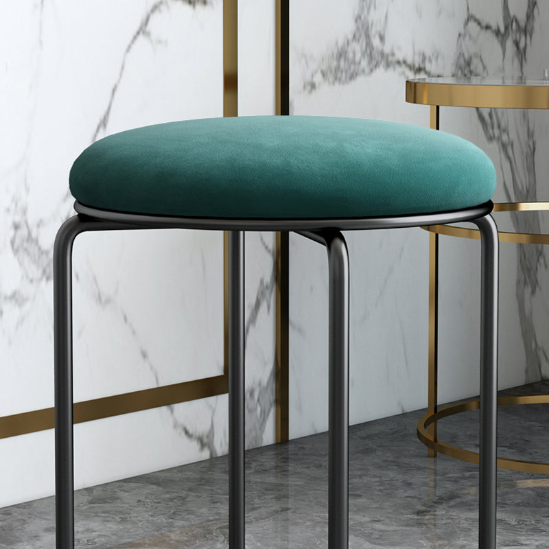 Standard Glam Velvet Ottoman Round Mildew Resistant Plain Ottoman