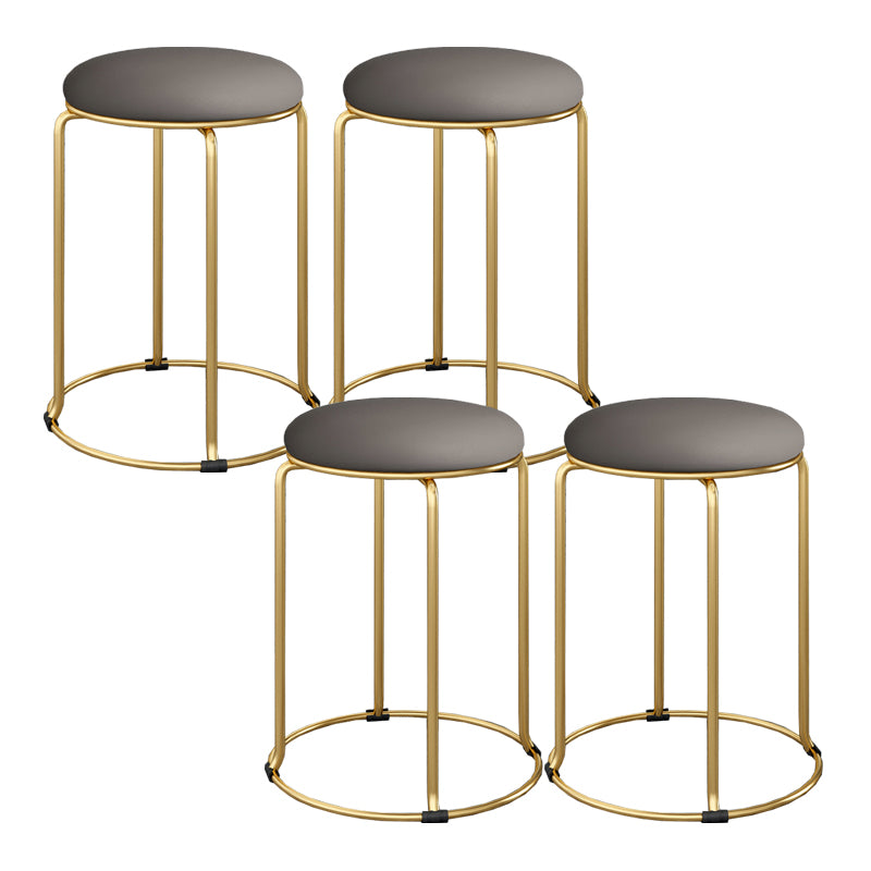 Standard Glam Velvet Ottoman Round Mildew Resistant Plain Ottoman