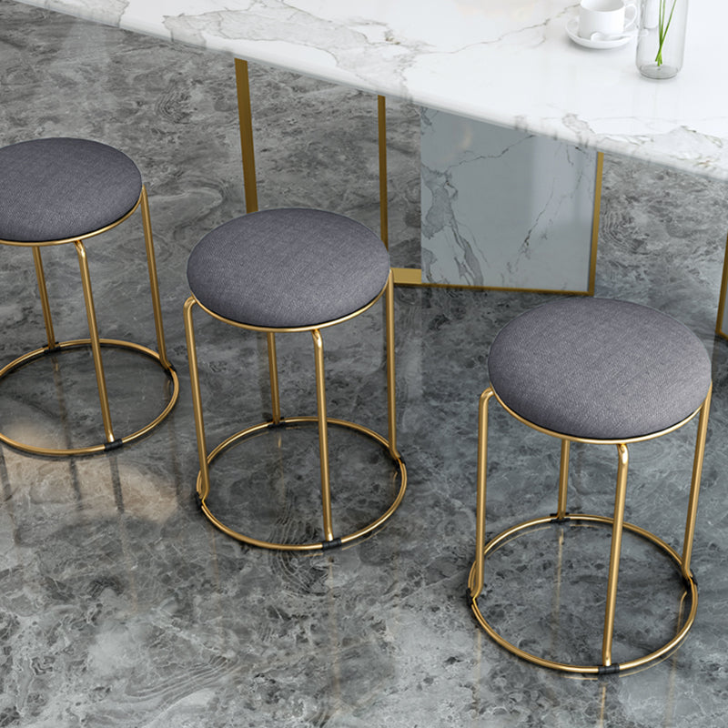 Standard Glam Velvet Ottoman Round Mildew Resistant Plain Ottoman