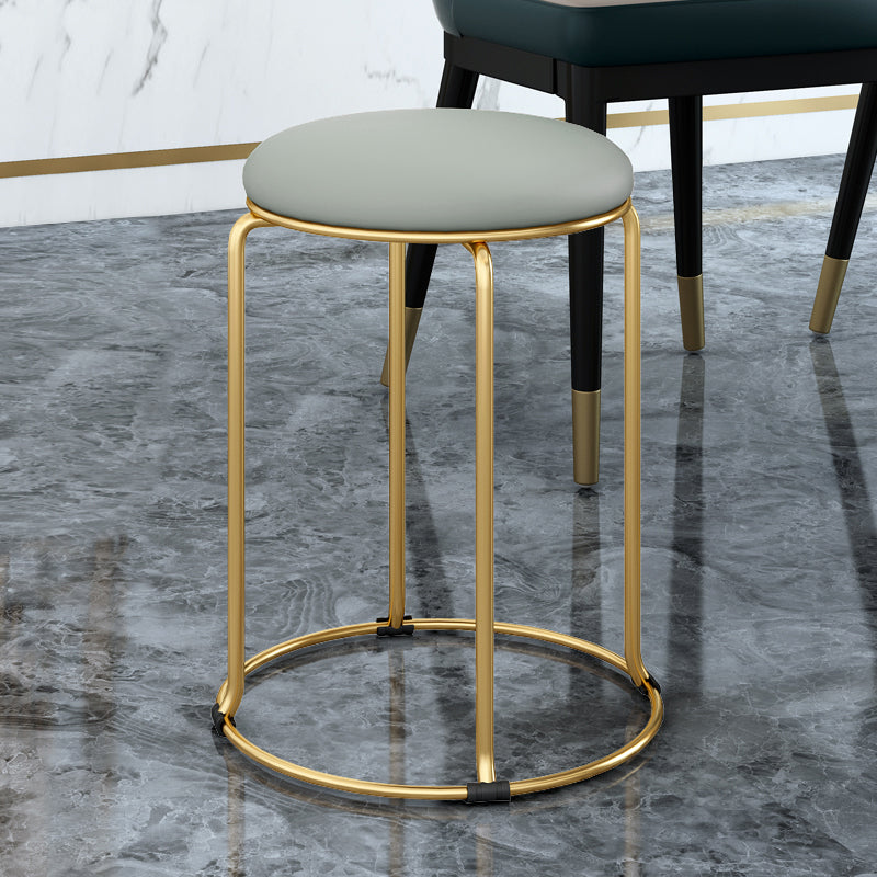 Standard Glam Velvet Ottoman Round Mildew Resistant Plain Ottoman