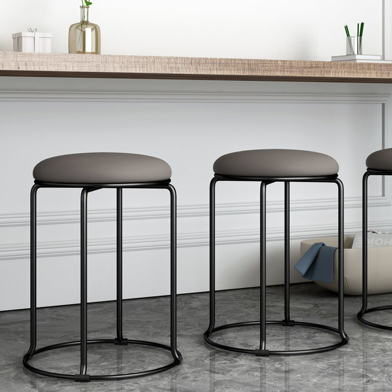 Standard Glam Velvet Ottoman Round Mildew Resistant Plain Ottoman