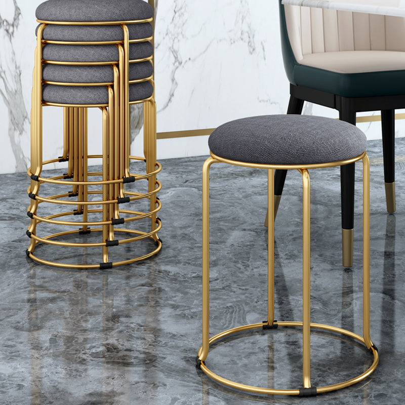 Standard Glam Velvet Ottoman Round Mildew Resistant Plain Ottoman