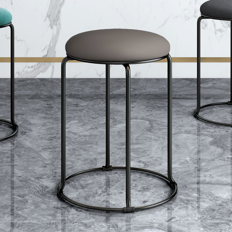 Standard Glam Velvet Ottoman Round Mildew Resistant Plain Ottoman