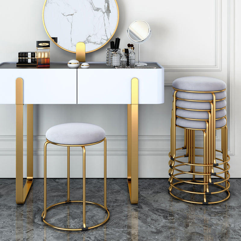 Standard Glam Velvet Ottoman Round Mildew Resistant Plain Ottoman