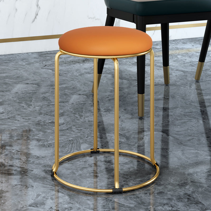 Standard Glam Velvet Ottoman Round Mildew Resistant Plain Ottoman