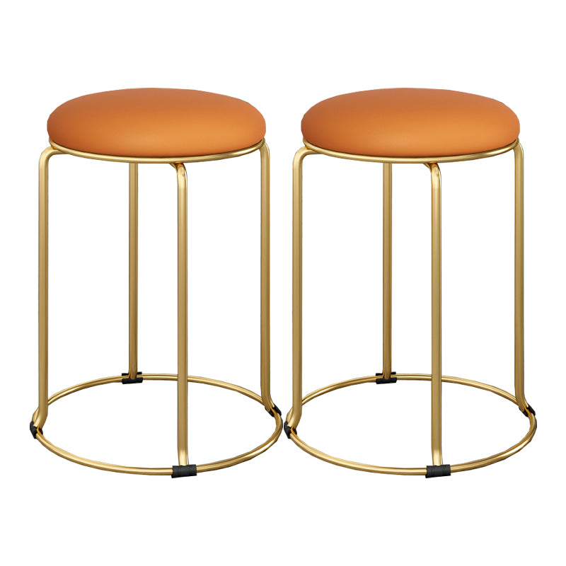 Standard Glam Velvet Ottoman Round Mildew Resistant Plain Ottoman