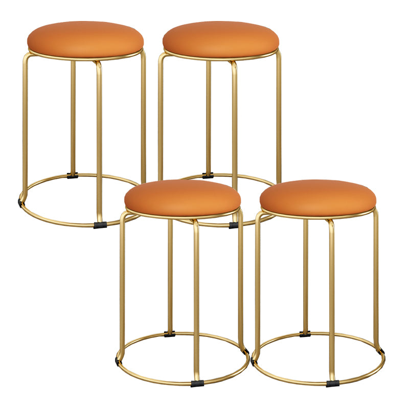 Standard Glam Velvet Ottoman Round Mildew Resistant Plain Ottoman