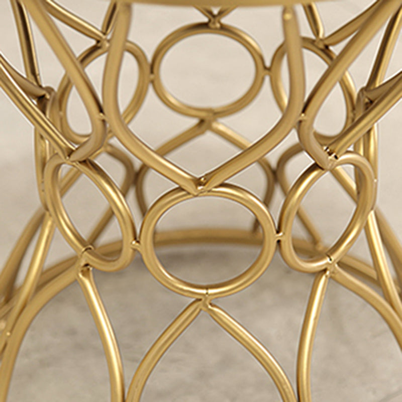 Glam Velvet Ottoman Plain Round Metal Frame Foot Stool Ottoman