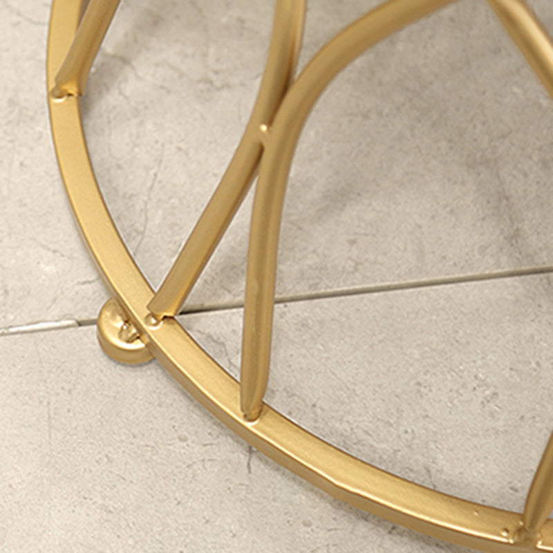 Glam Velvet Ottoman Plain Round Metal Frame Foot Stool Ottoman