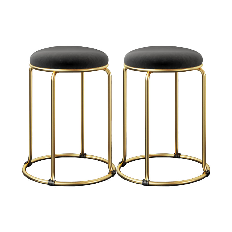 Glam Standard Ottoman Fade Resistant Velvet Mental Leg Solid Color Round Ottoman