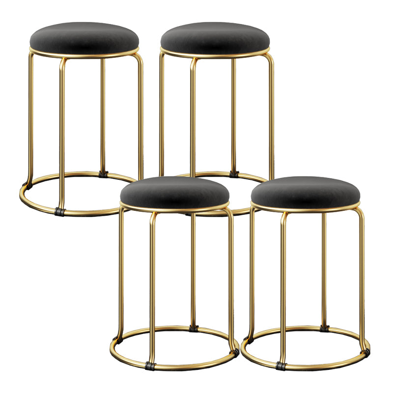 Glam Standard Ottoman Fade Resistant Velvet Mental Leg Solid Color Round Ottoman