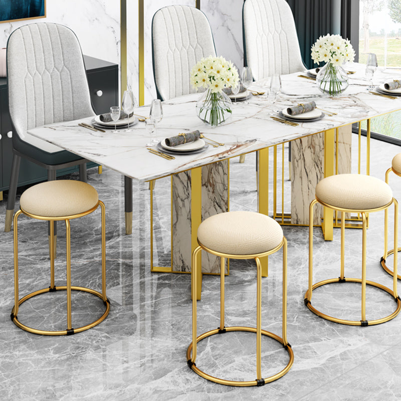 Glam Standard Ottoman Fade Resistant Velvet Mental Leg Solid Color Round Ottoman