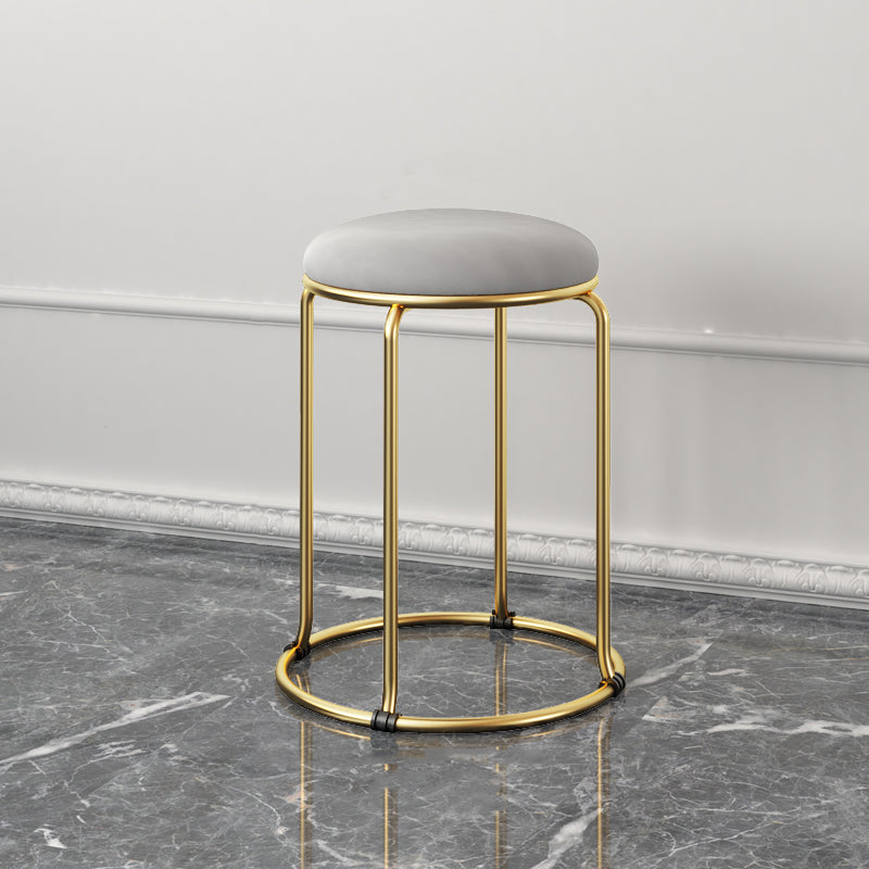 Glam Standard Ottoman Fade Resistant Velvet Mental Leg Solid Color Round Ottoman