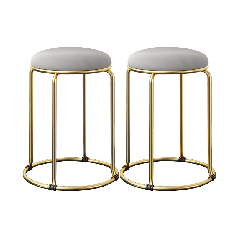 Glam Standard Ottoman Fade Resistant Velvet Mental Leg Solid Color Round Ottoman