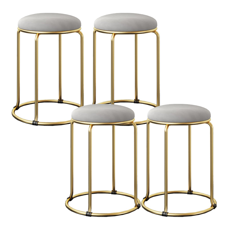 Glam Standard Ottoman Fade Resistant Velvet Mental Leg Solid Color Round Ottoman