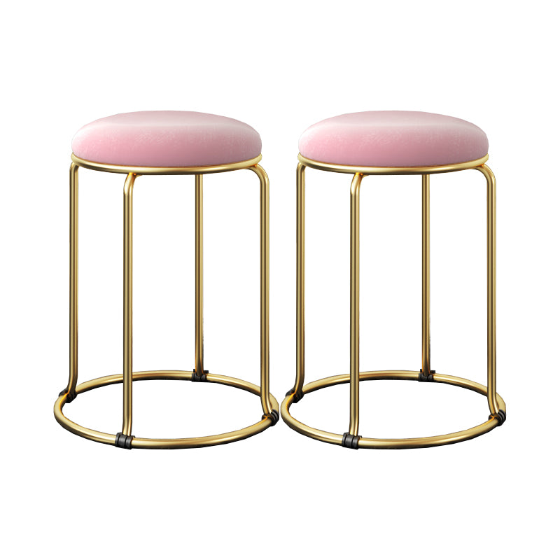 Glam Standard Ottoman Fade Resistant Velvet Mental Leg Solid Color Round Ottoman