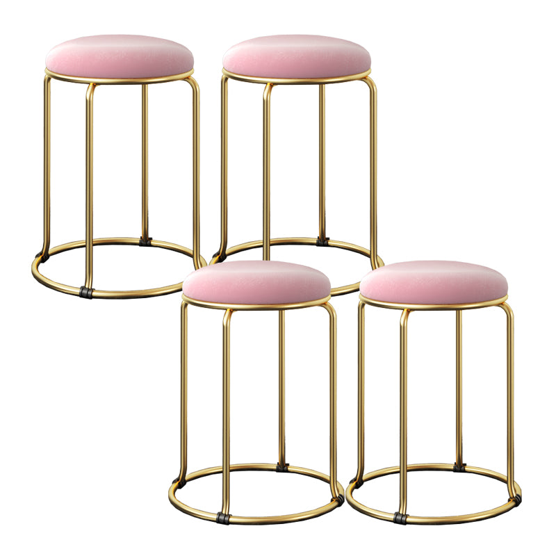 Glam Standard Ottoman Fade Resistant Velvet Mental Leg Solid Color Round Ottoman